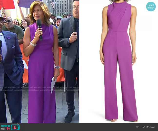 Black Halo Corrine Draped Bodice Wide Leg Jumpsuit worn by Hoda Kotb on Today