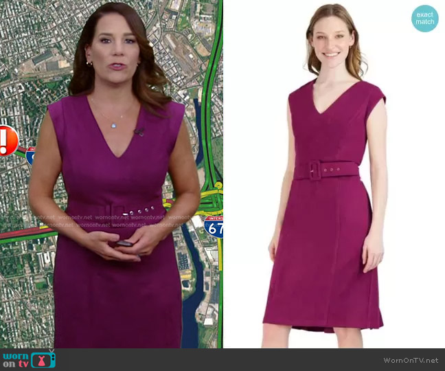 DR Collection Belted V Neck Dress worn by Heather O’Rourke on Good Morning America