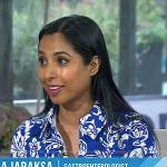 Dr. Roshini Rajapaksa’s blue printed jumpsuit on Today