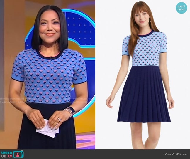 Draper James Jacquard Tulip Sweater Dress worn by Stephanie Ramos on Good Morning America