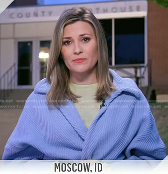 Erin McLaughlin’s blue ribbed coat on Today
