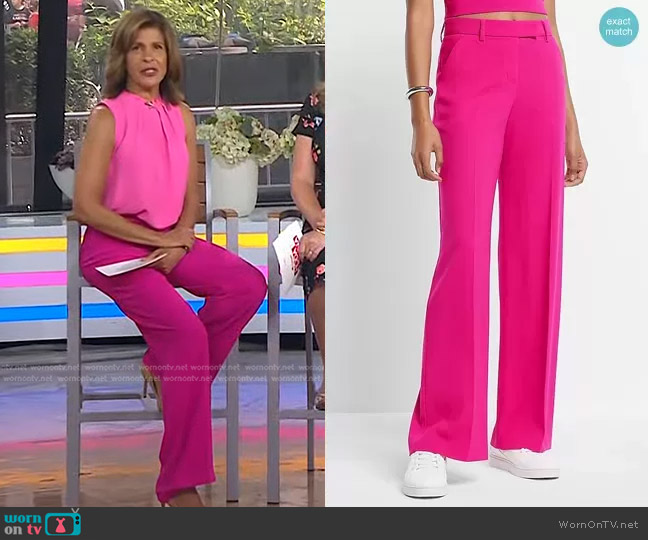 Express Editor Mid Rise Relaxed Trouser Pant in Neon Berry worn by Hoda Kotb on Today