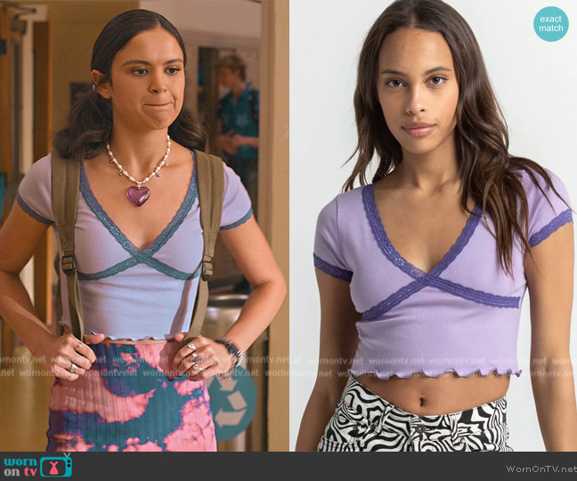 Full Tilt Lace Trim Womens Tee worn by (Victoria Moroles) on Never Have I Ever