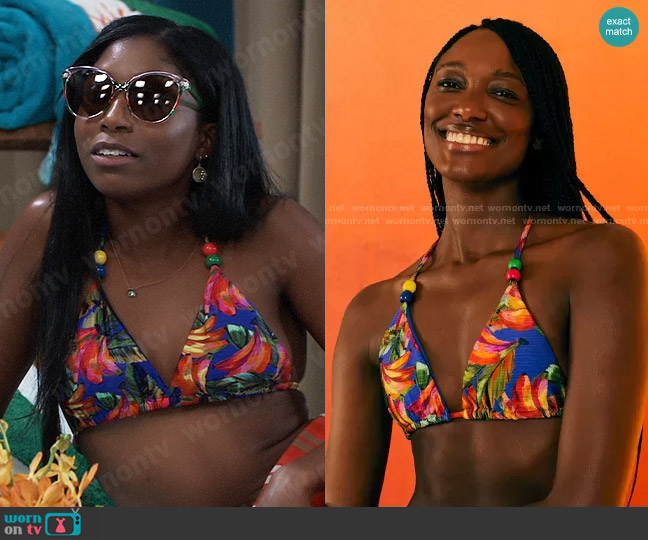 FARM Rio Bananamix Triangle Bikini Top worn by Trina Robinson (Tabyana Ali) on General Hospital