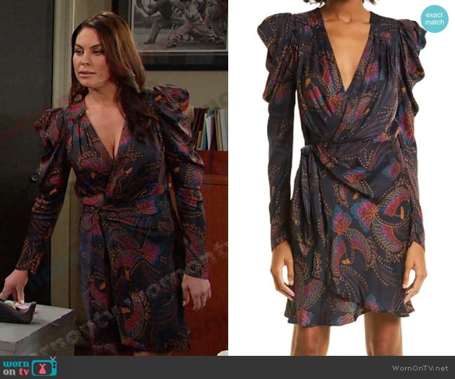 Farm Rio Toucans Wrap Dress in Sequin Black worn by Chloe Lane (Nadia Bjorlin) on Days of our Lives