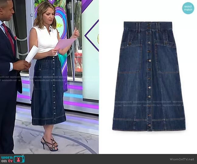 G. Label Maddy Denim Skirt worn by Savannah Guthrie on Today