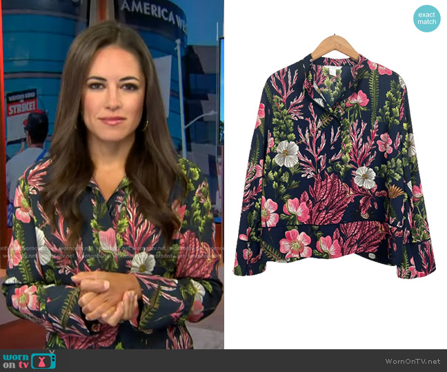 H&M Botanical Floral Blouse worn by Kaylee Hartung on Today