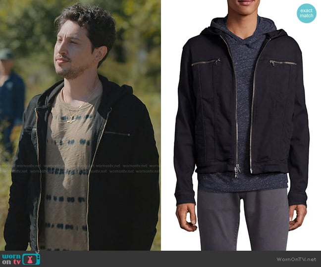 John Varvatos Hooded Jean Jacket worn by Eagan Tehrani (Ali Lopez-Soahili) on Manifest
