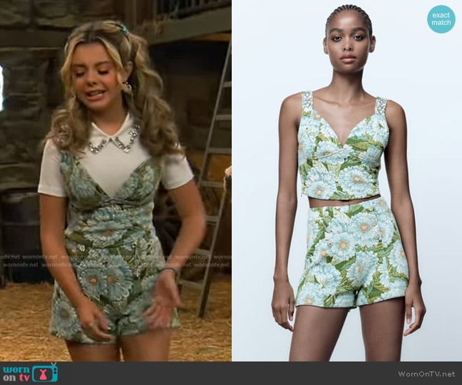Zara Jewel Jacquard Top worn by Destiny Baker (Mallory James Mahoney) on Bunkd