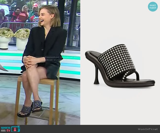 JW Anderson Bumper Crystal Stiletto Mules worn by Chloë Grace Moretz on Today