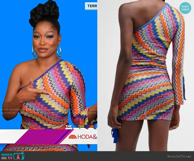 Alexis Devon One-Shoulder Chevron Knit Mini Dress worn by Keke Palmer on Today