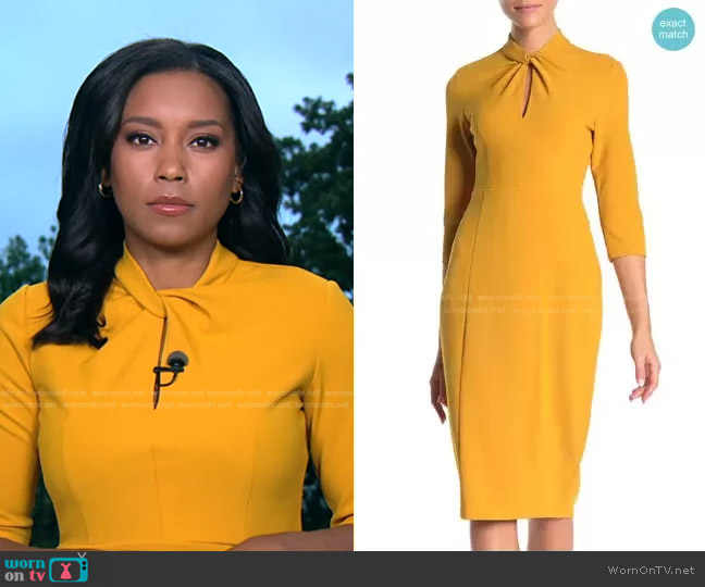 Donna Morgan Keyhole Crepe Sheath Dress worn by Rachel Scott on Good Morning America