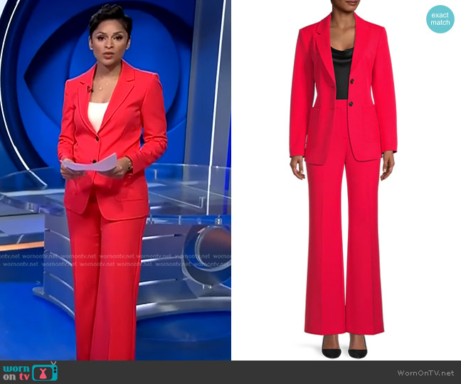 Kobi Halperin Waverly Single-Breasted Jacket worn by Jericka Duncan on CBS Evening News