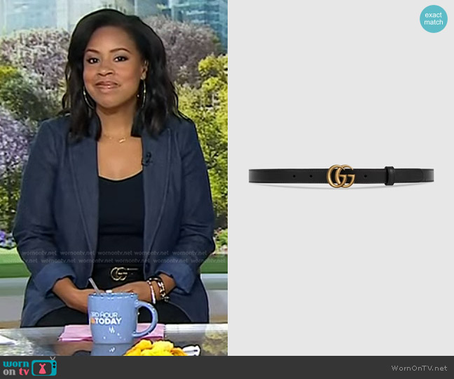 Gucci Leather Belt with Double G Buckle worn by Sheinelle Jones on Today