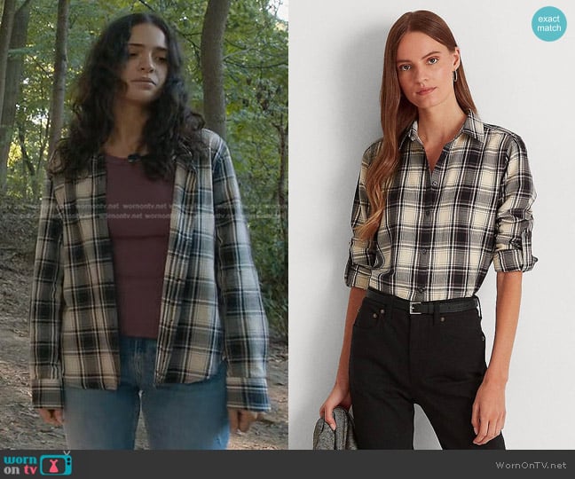 Lauren Ralph Lauren Plaid Cotton Twill Shirt worn by Olive Stone (Luna Blaise) on Manifest