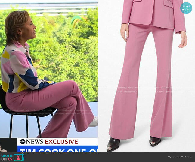 Michael Kors Charlie Stretch Pebble Crepe Flared Pants worn by Robin Roberts on Good Morning America