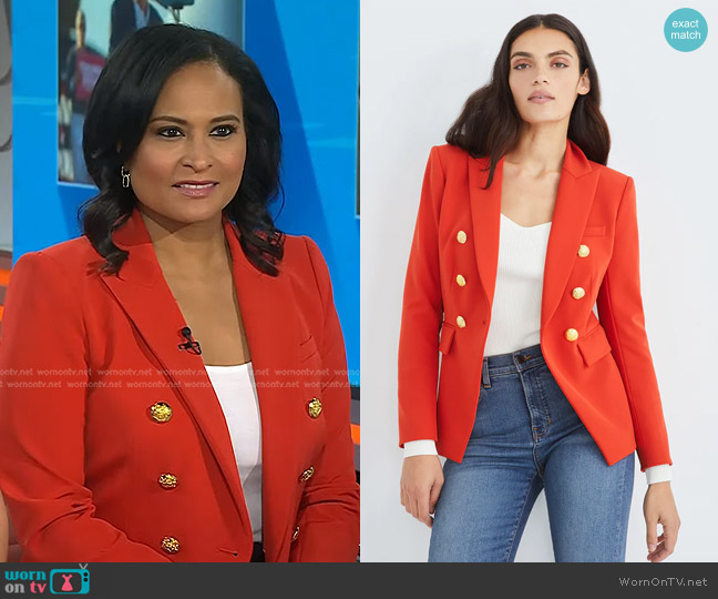 Veronica Beard Miller Dickey Jacket in Flame Red worn by Kristen Welker on Today