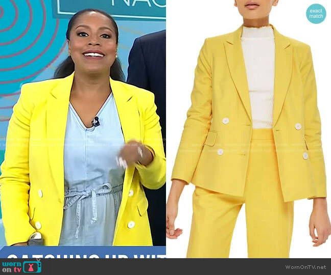 Topshop Milly Double Breasted Suit Jacket worn by Sheinelle Jones on Today