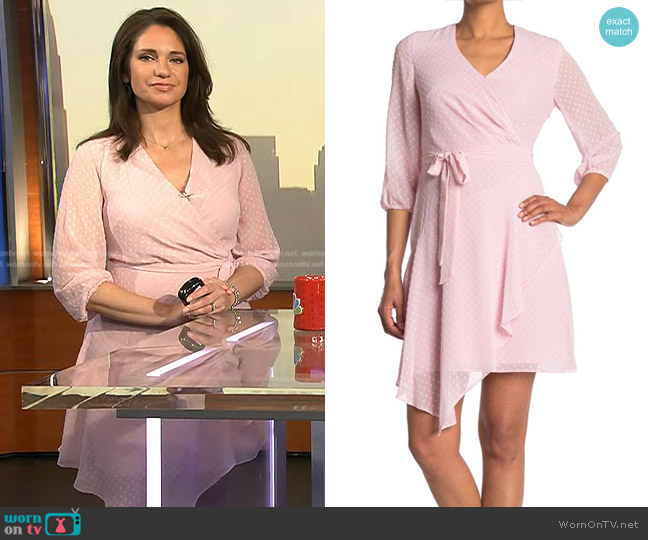 Nanette Lepore 3/4 Length Sleeve Wrap Dress in Doce Pink worn by Maria Larosa on Today