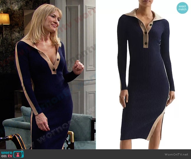 Reiss Nikola Contrast Trim Bodycon Dress worn by Kristen DiMera (Stacy Haiduk) on Days of our Lives
