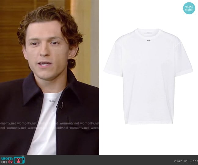 Prada Logo-print Short Sleeved T-shirt worn by Tom Holland on Live with Kelly and Mark