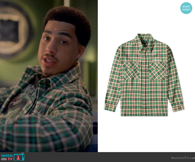 Represent Plaid-check print shirt worn by Andre Johnson, Jr. (Marcus Scribner) on Grown-ish