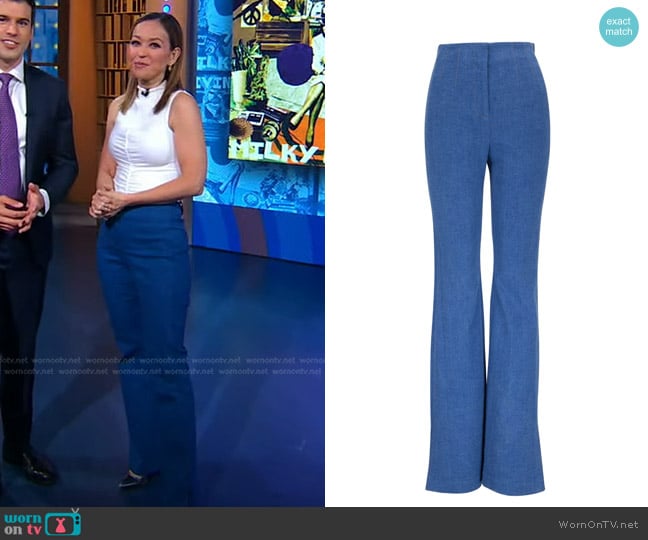 Veronica Beard Royce Stretch Cotton Pants worn by Eva Pilgrim on Good Morning America