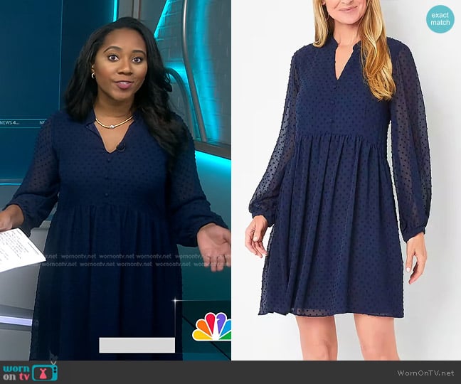 Sandra Darren Long Sleeve Shift Dress worn by Kay Angrum on NBC News Daily