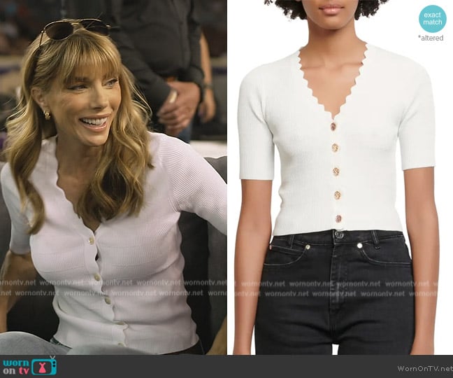 Sandro Scalloped Sweater worn by Jennifer Flavin Stallone on The Family Stallone