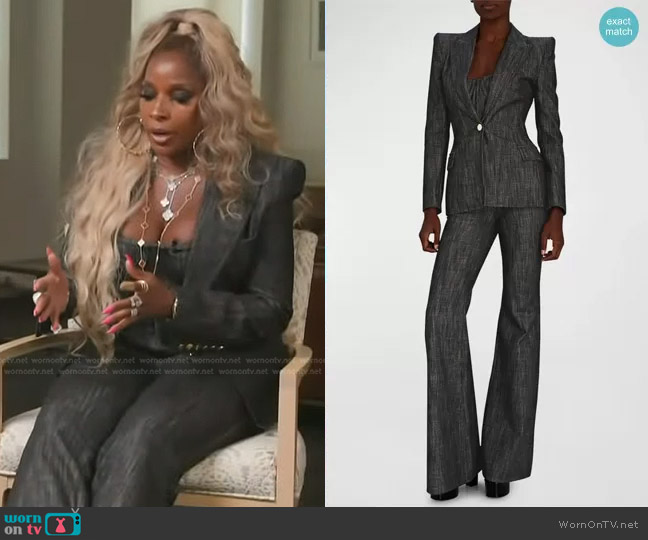 Sergio Hudson Strapless Bustier Top worn by Mary J. Blige on Access Hollywood