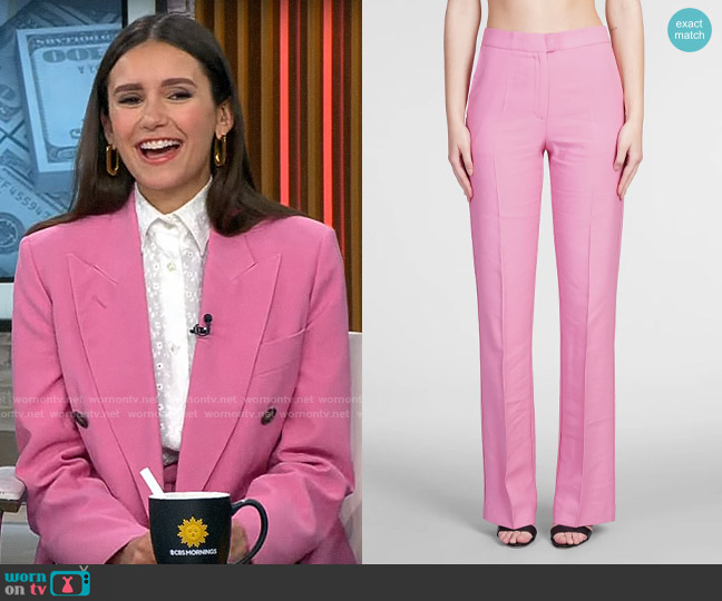 The Andamane Gladys Pants In Rose-pink Viscose worn by Nina Dobrev on CBS Mornings