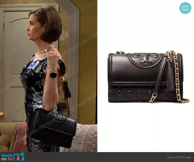 Tory Burch Fleming Lambskin Leather Convertible Shoulder Bag worn by Megan Hathaway (Miranda Wilson) on Days of our Lives