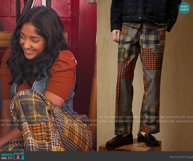 Urban Outfitters Printed Patchwork Corduroy Beach Pant worn by Devi Vishwakumar (Maitreyi Ramakrishnan) on Never Have I Ever