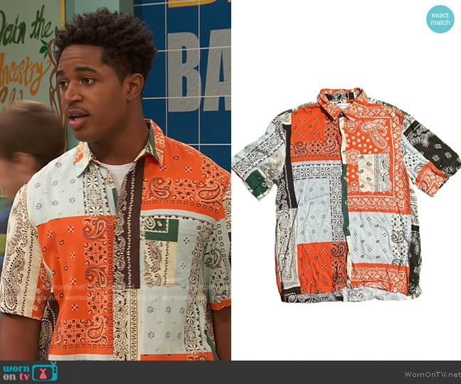 Urban Outfitters Bandana Short Sleeve Shirt worn by Booker Baxter (Issac Ryan Brown) on Ravens Home