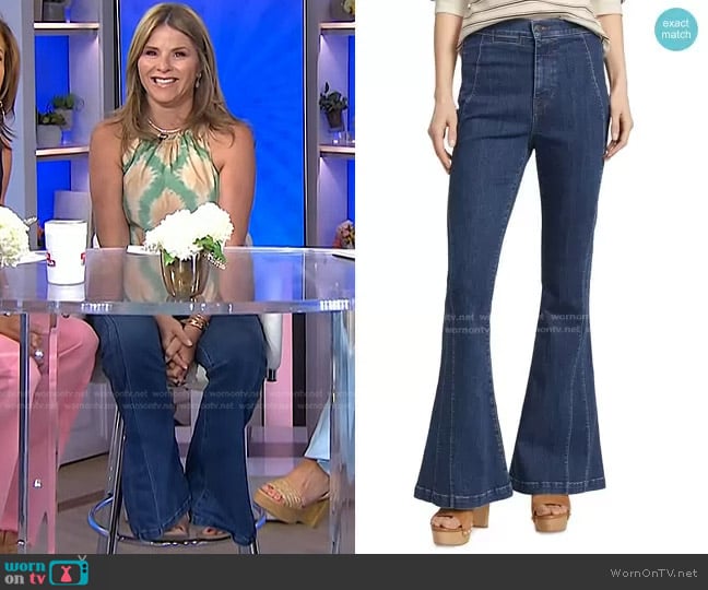 Veronica Beard Sheridan Seamed High-Rise Bell-Bottom Jeans worn by Jenna Bush Hager on Today