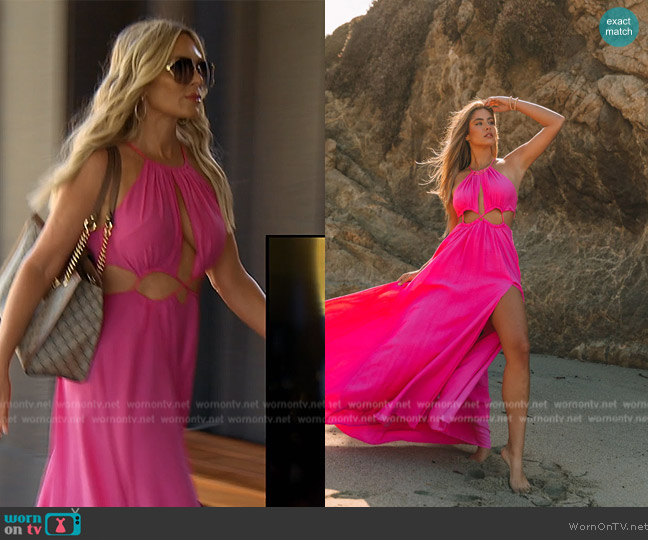Vici Cailey Cutout Halter Maxi Dress worn by Tamra Judge on The Real Housewives of Orange County