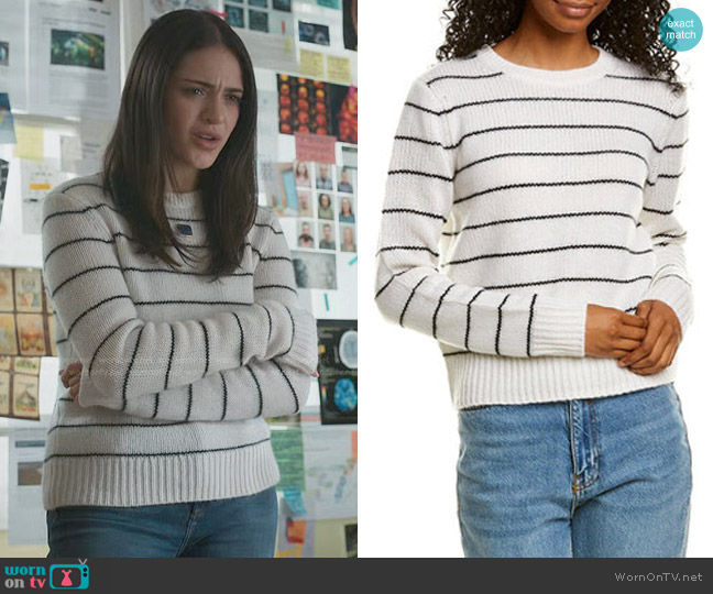 Vince Cashmere Striped Fitted Crew Neck worn by Olive Stone (Luna Blaise) on Manifest