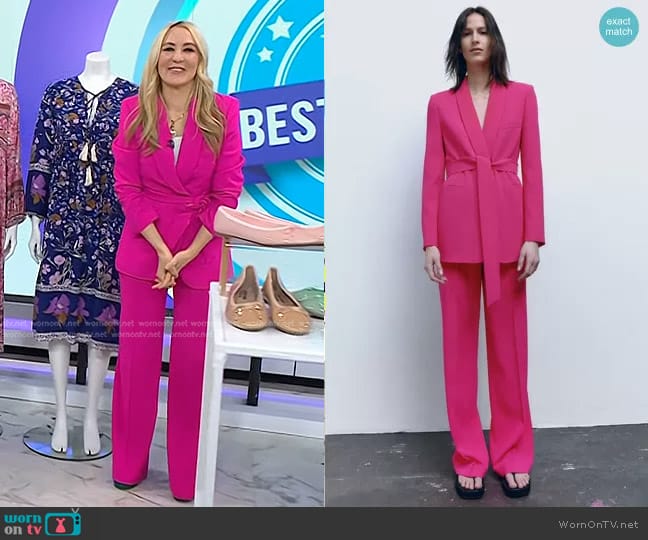 Zara Belted Tuxedo Collar Blazer worn by Chassie Post on Today