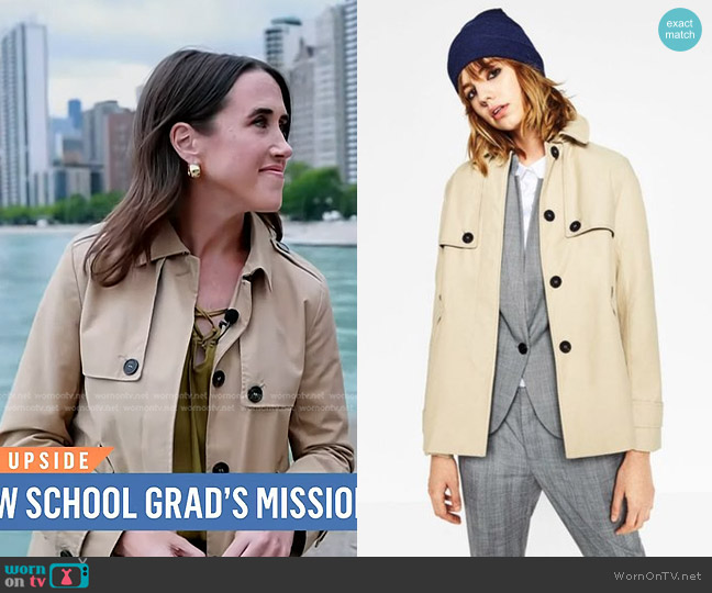 Zara Short Water Repellent Trench Coat worn by Maggie Vespa on Today