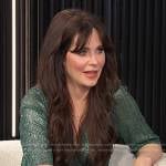 Zooey Deschanel’s metallic green midi dress on E! News