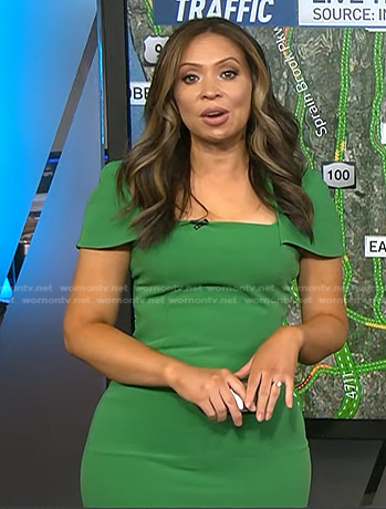 Adelle’s green square neck sheath dress on Today