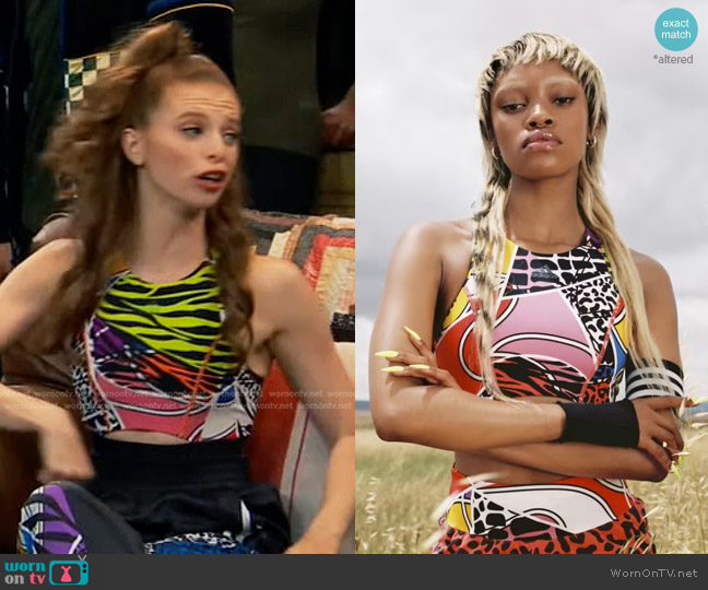 Adidas Rich Mnisi Medium Support Bra worn by Victoria (Jordan Clark) on Bunkd