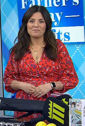 Adrianna’s red floral wrap dress on Today