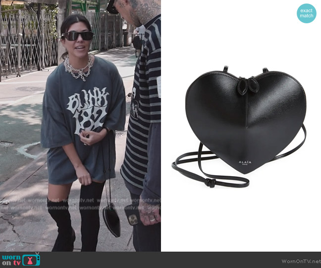 Alaia Le Coeur leather shoulder bag worn by Kourtney Kardashian (Kourtney Kardashian) on The Kardashians