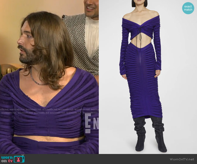 Alaia Ribbed Off-Shoulder Crop Top worn by Jonathan Van Ness on E! News