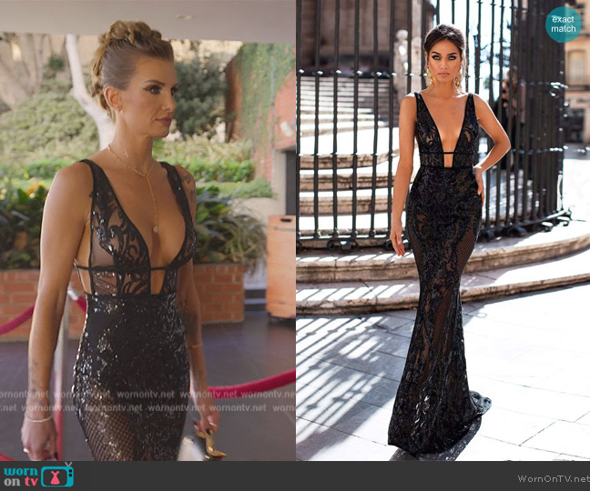 Alamour the Label Elyse Black Embellished Dress worn by Nicole Young on Selling Sunset