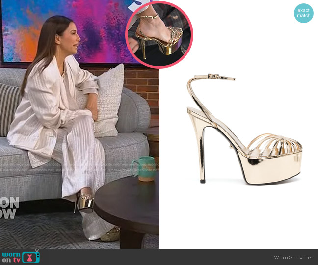 Alevì Clio 90mm Leather Sandals worn by Eva Longoria on The Kelly Clarkson Show