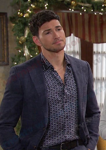 Alex’s navy geometric print shirt on Days of our Lives