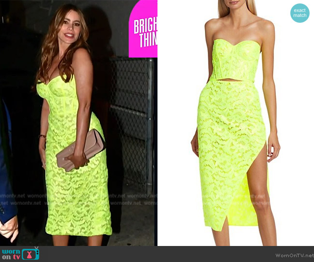 Alexander McQueen Lacquered Lace Bustier Top worn by Sofia Vergara on E! News