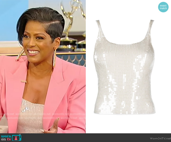 Alexander Wang Sequinned tank top worn by Tamron Hall on Tamron Hall Show